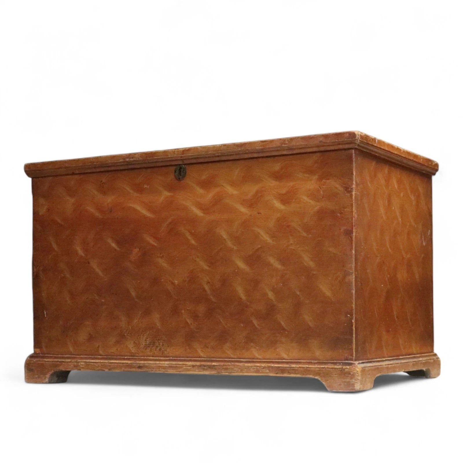 Antique Scumbled Pine Blanket Box - Early 20th Century Grain Painted Chest