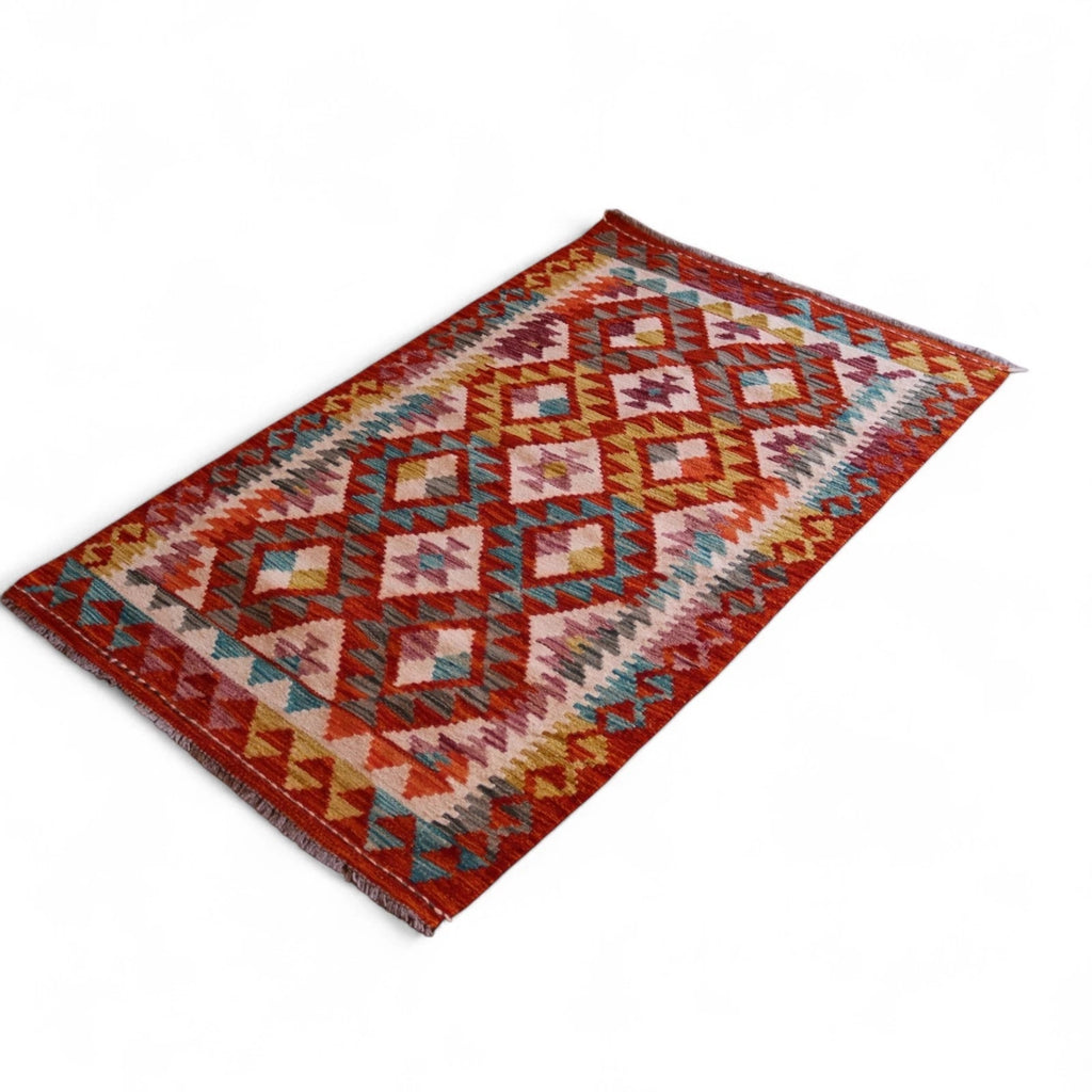 Vintage Afghan Chobi Kilim - Hand-Spun Wool Tribal Rug
