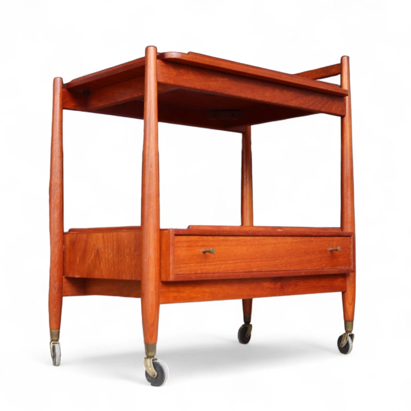 Mid Century White & Newton Teak 2 Tier Serving/Cocktail Trolley