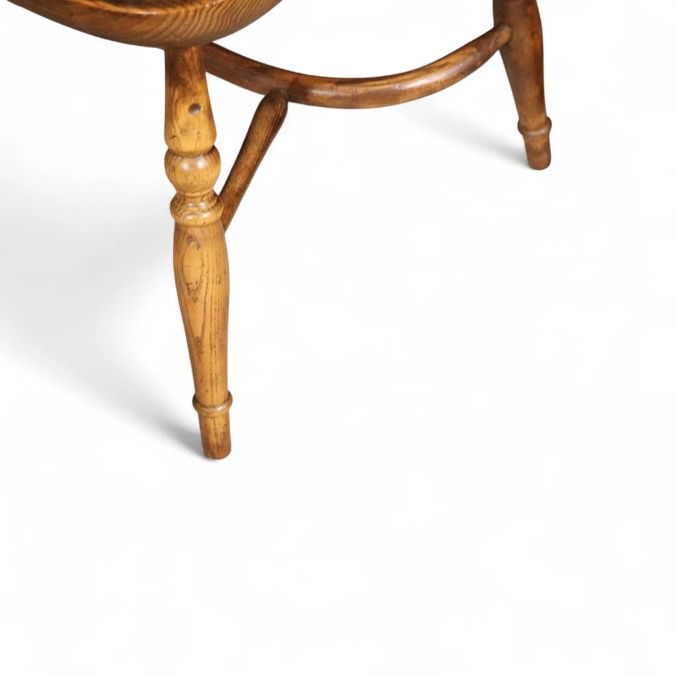 Pair Of Vintage Elm & Ash Windsor Armchairs with Crinoline Stretchers